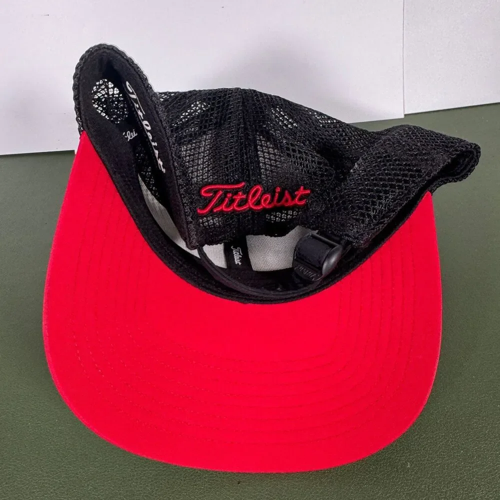 Titleist Trucker Hat Red Black White Mesh Strapback Golf Golfing Outdoor